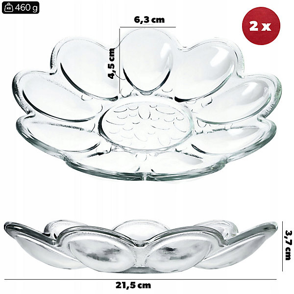 KADAX Assiette à œufs Plateau à œufs en verre 2 pcs