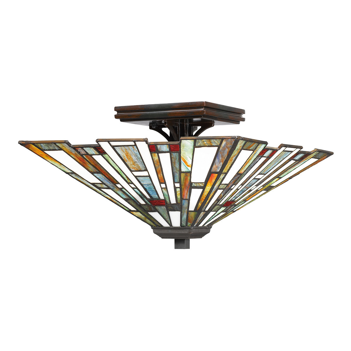 Plafon witrażowy multikolor piramida 36,7cm Maybeck 2xE27x60W IP20 Quoizel