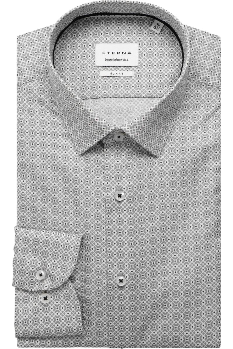 ETERNA Dynamic Cotton Slim Fit Hemd hellgrau, Bedruckt
