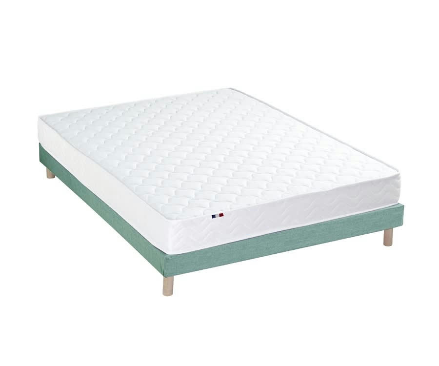 ENSEMBLE STRATUS - Ensemble matelas mousse ferme sommier vert 140x190