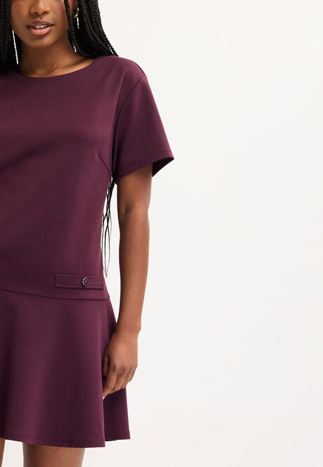 Womens Burgundy Fit & Flare Dress