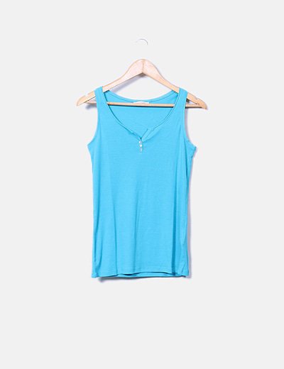 Camaïeu Basic blue t-shirt with straps