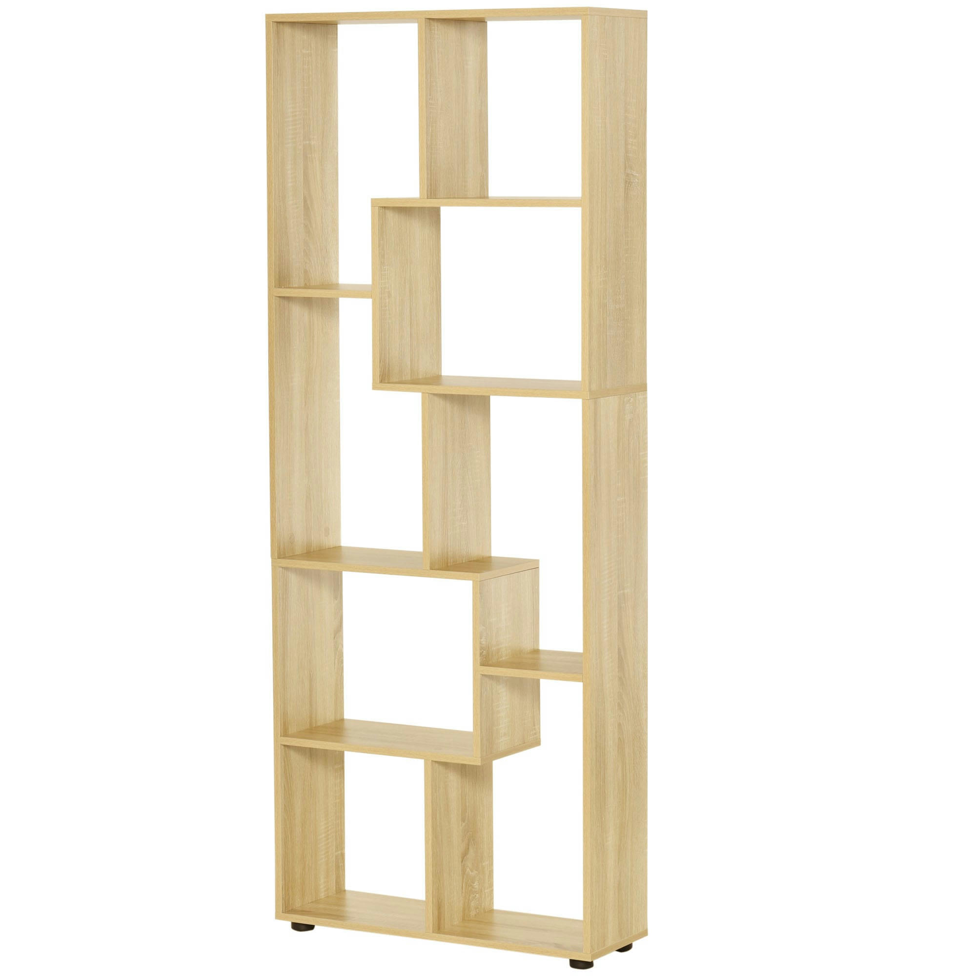 - Bibliothèque étagère zig zag contemporain panneaux aspect chêne clair