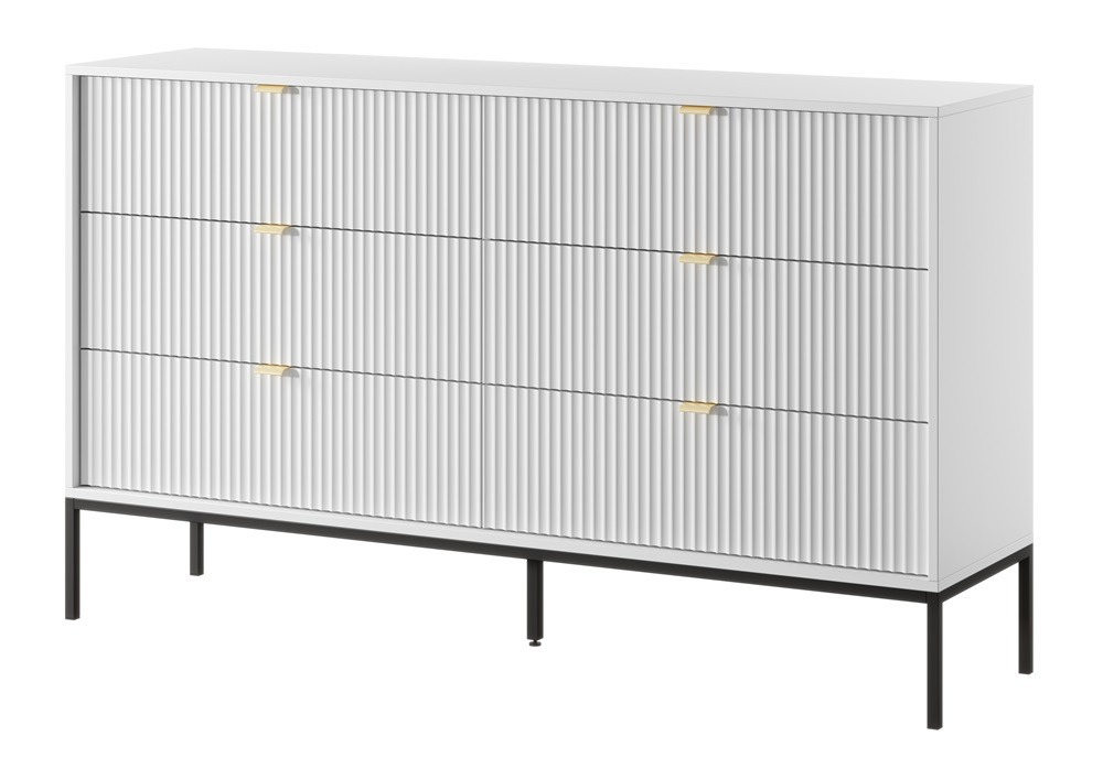 Komoda NEW w stylu glamour KS154 - biała   st. czarny