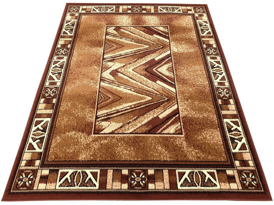 Dywan klasyczny brązowy do salonu pokoju 280 - 70x130 cm - modny solidny