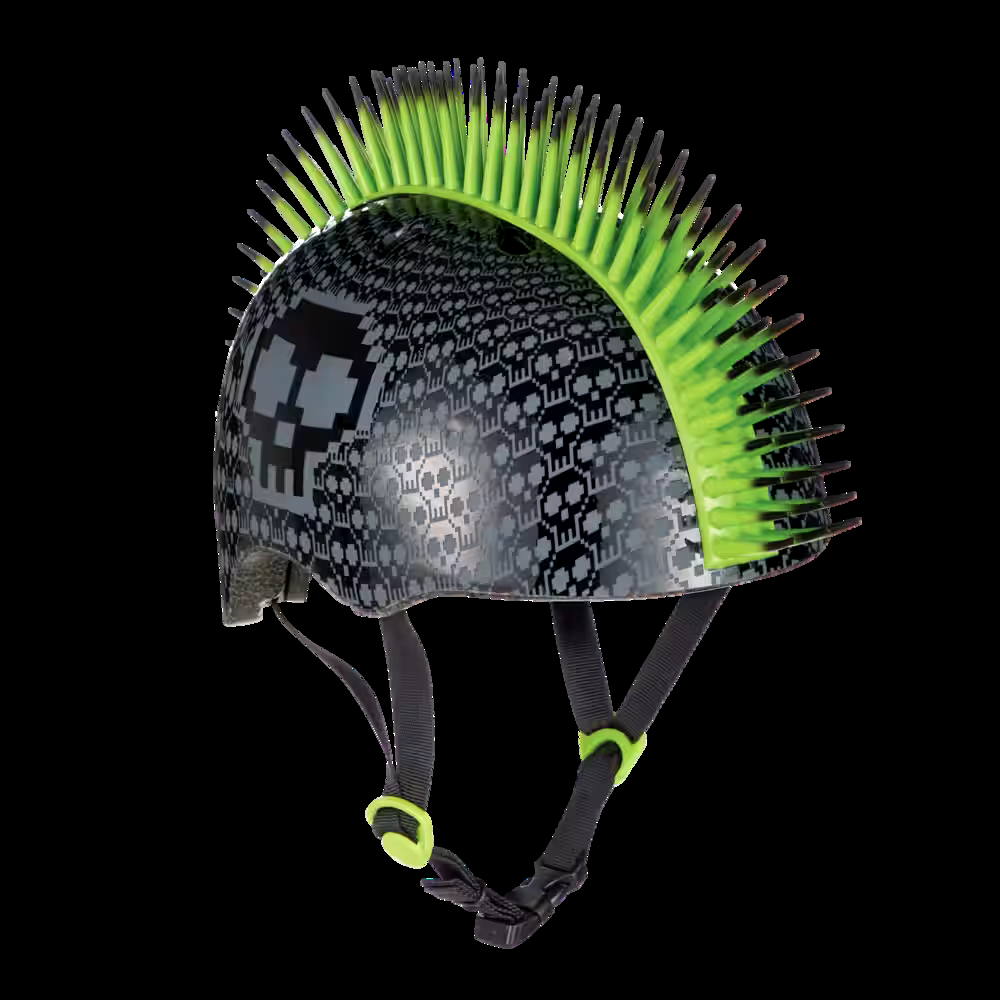 Raskullz Bone Block Kids' Bike Helmet w/Adjustable Straps, Black/Green, Ages 5-13