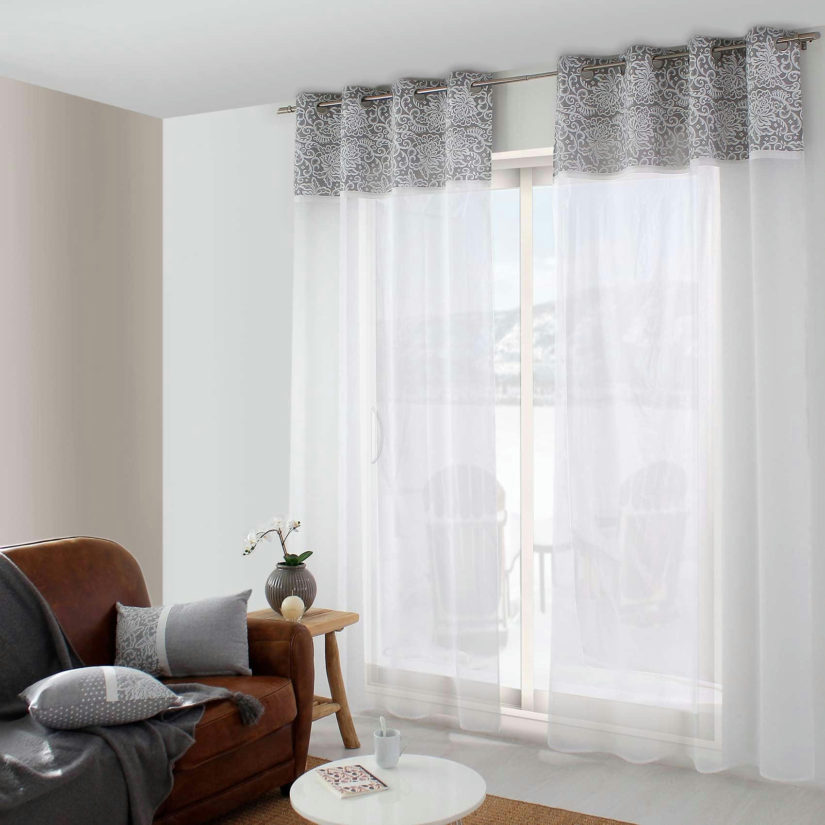 - Voilage  polyester Gris clair 140 X 240