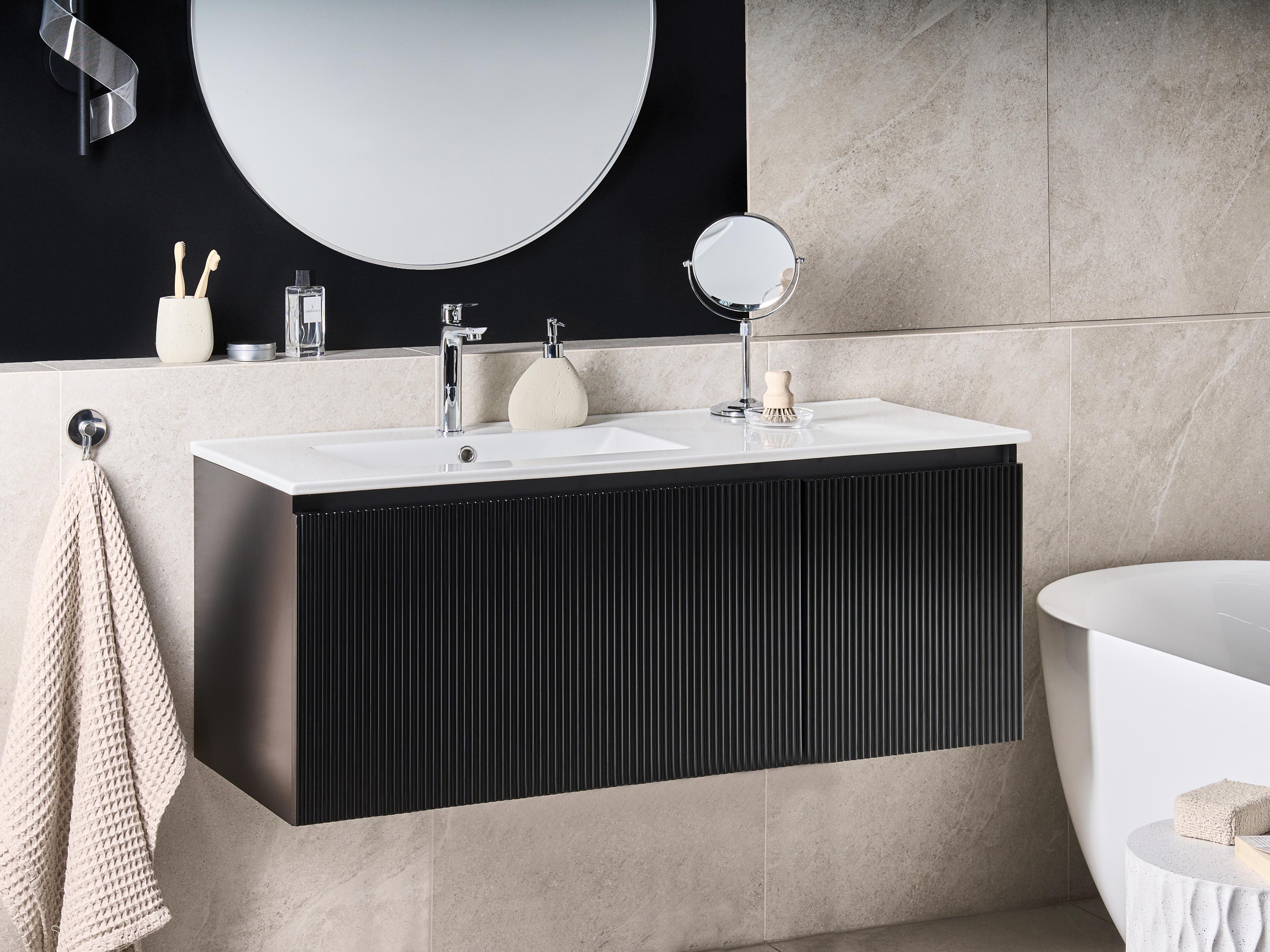 Wall Mounted Vanity Unit with Basin TIETE Black