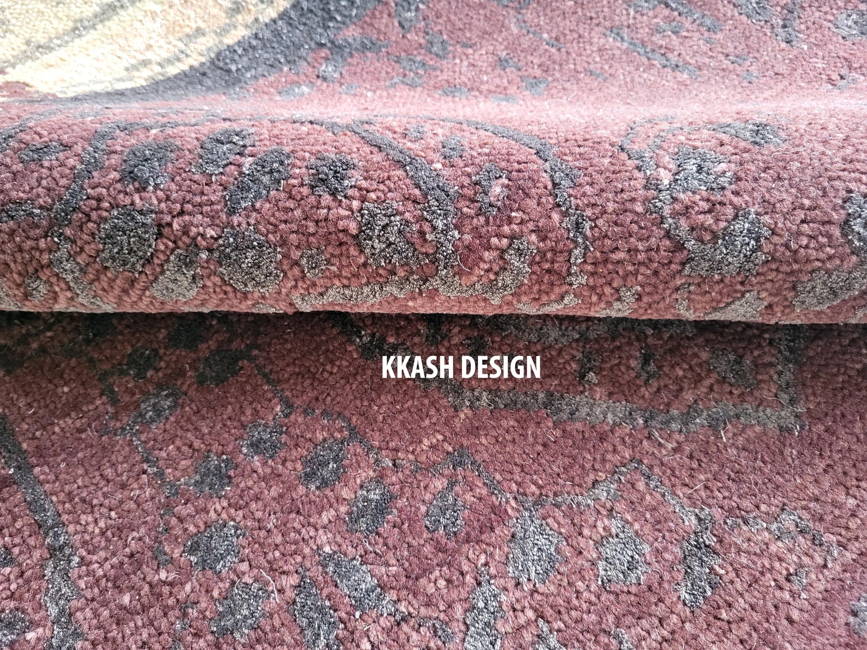 Handmade Wool Silk Rug, Maroon & Beige, Modern Area Rug (8x10)