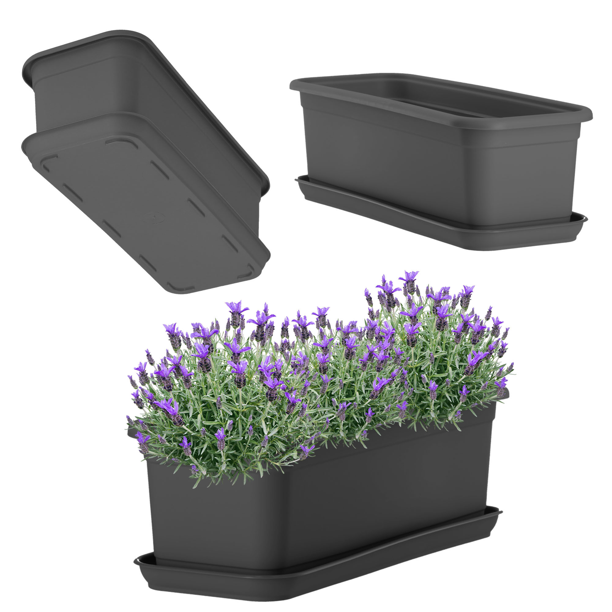 Kadax Skrzynka Balkonowa Doniczka 40cm   Podstawka