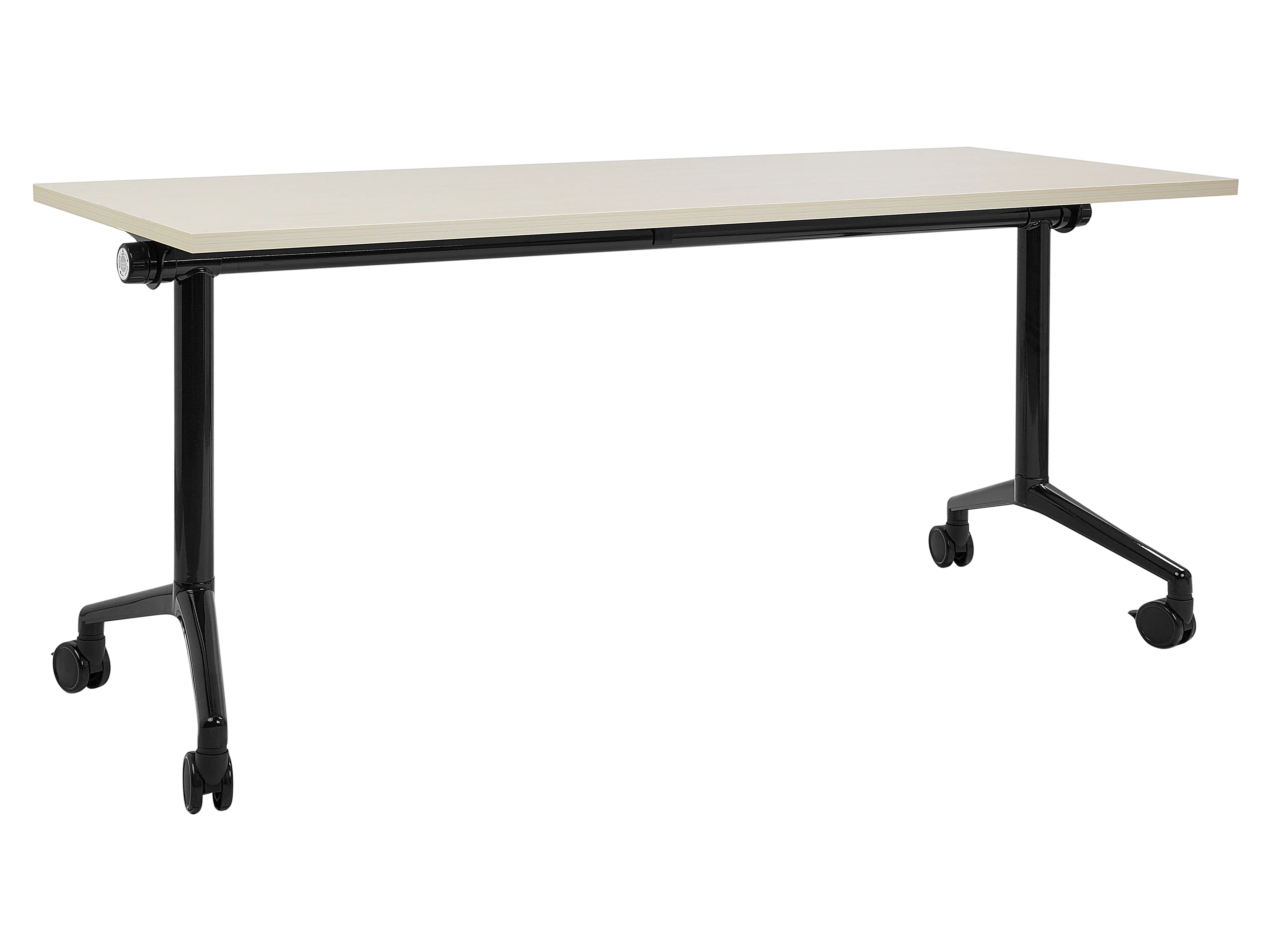 Foldable Office Desk CAVI Light Brown 120 cm 60 cm with Wheels
