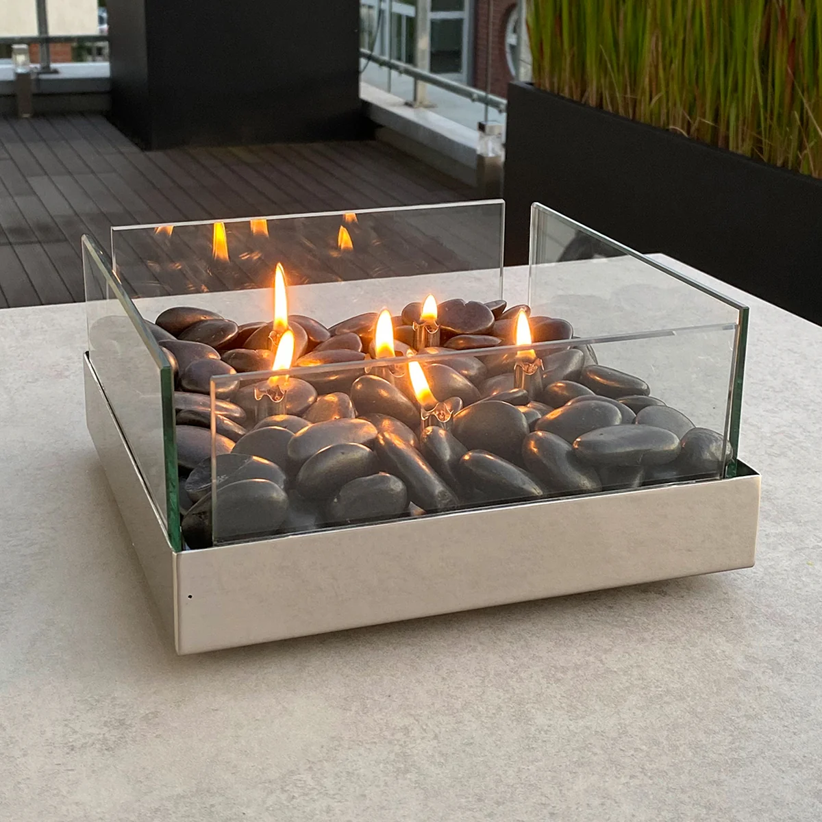 Philippi - Fireplace Tischkamin, 23 x 23 cm, silber / schwarz