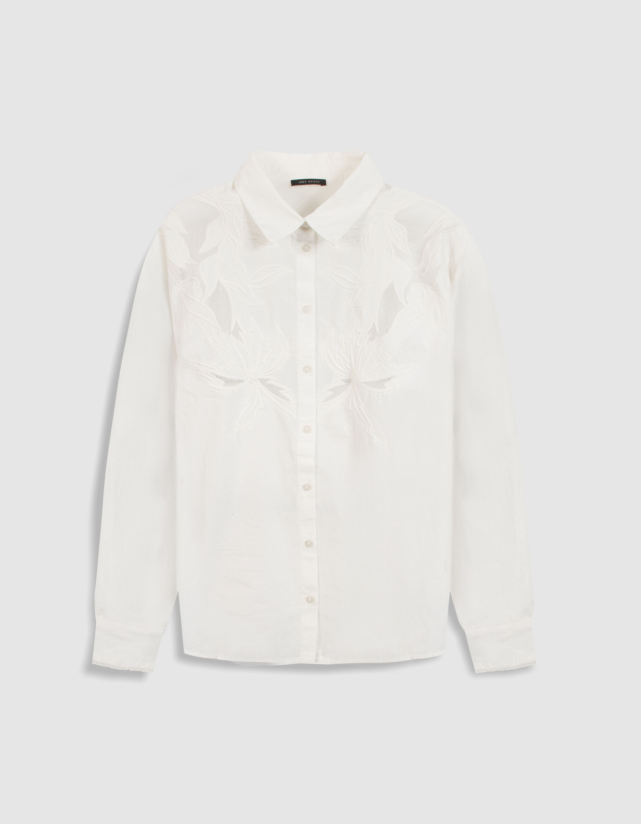 Chemise blanche broderies fleurs Femme
