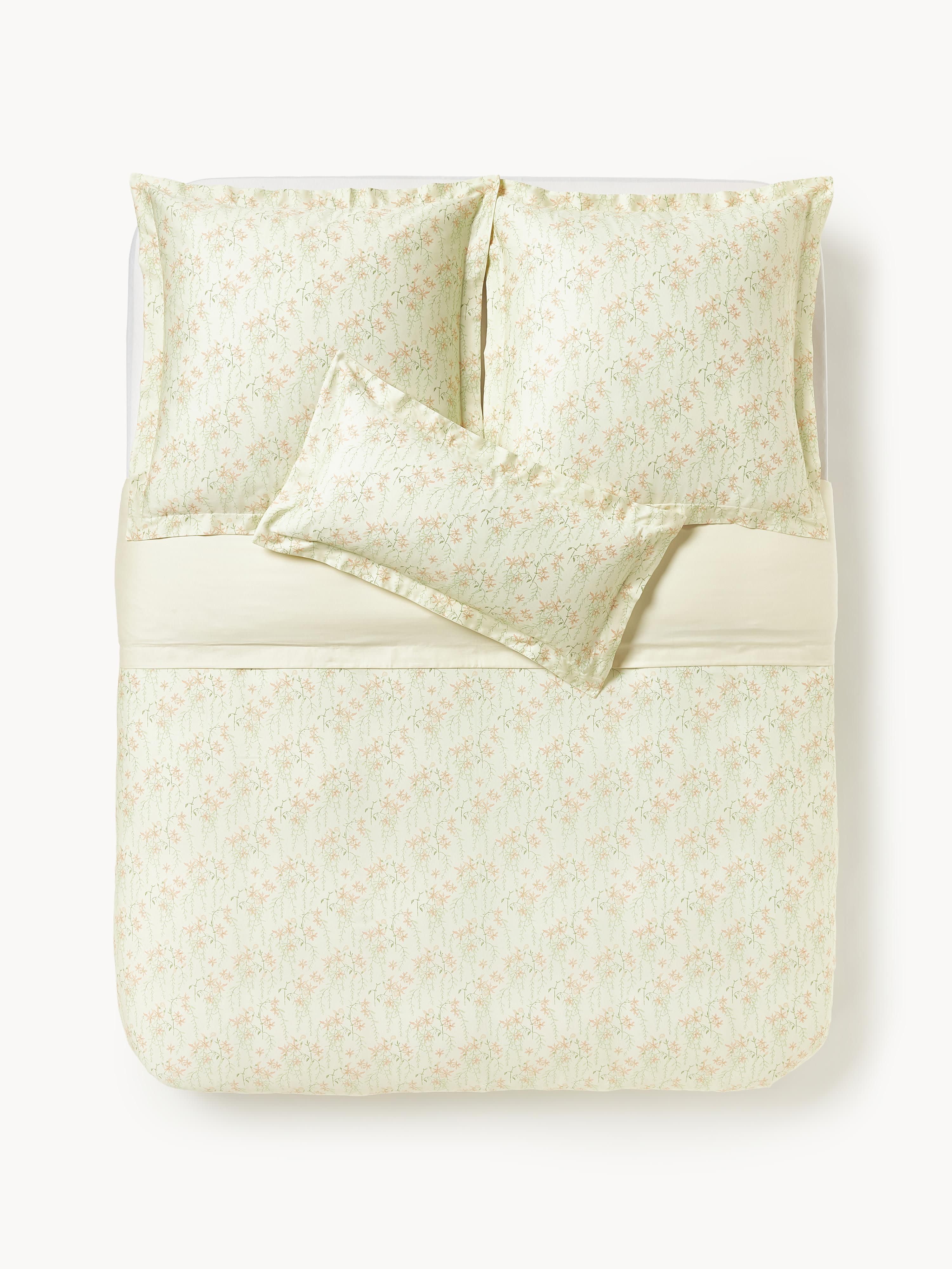 Baumwollsatin-Bettdeckenbezug Leticia mit Blumen-Print