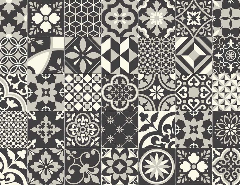 PVC Hermes Tile Anthrazit, Weiß