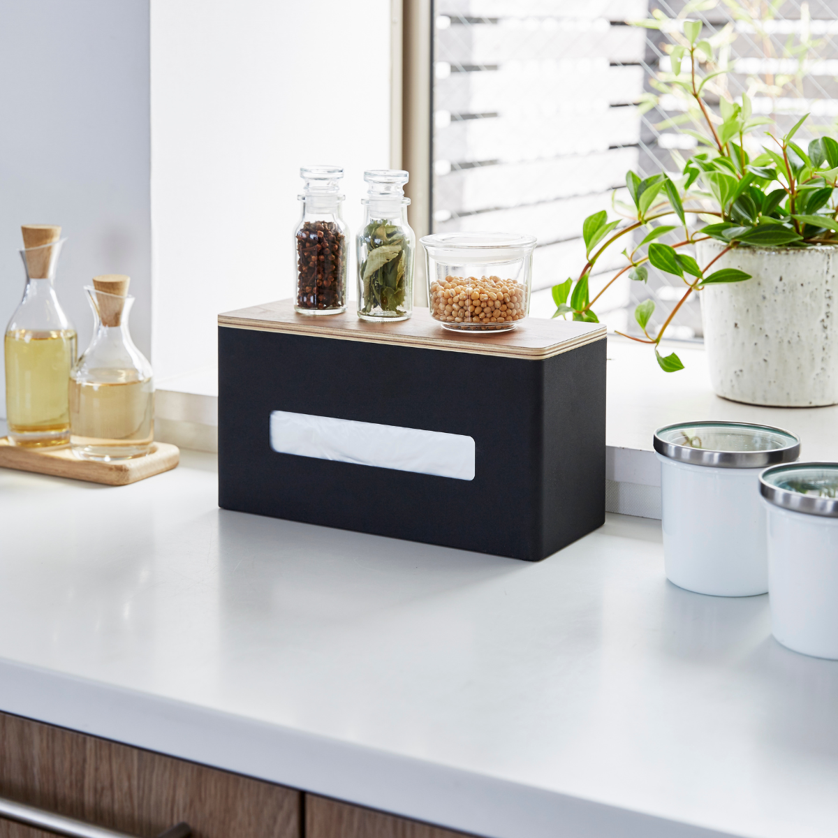 Yamazaki Tissuebox Dubbelzijdig - Rin - Bruin