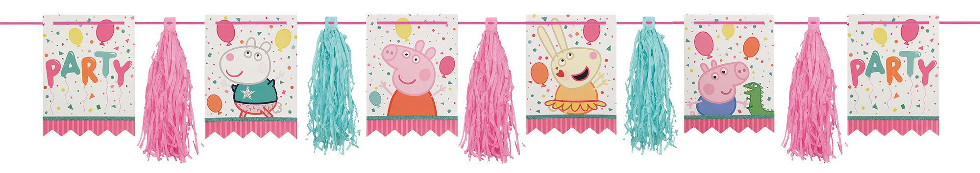 Peppa Pig Birthday Party Tassle Pennant Garland Decoration, 10-ft