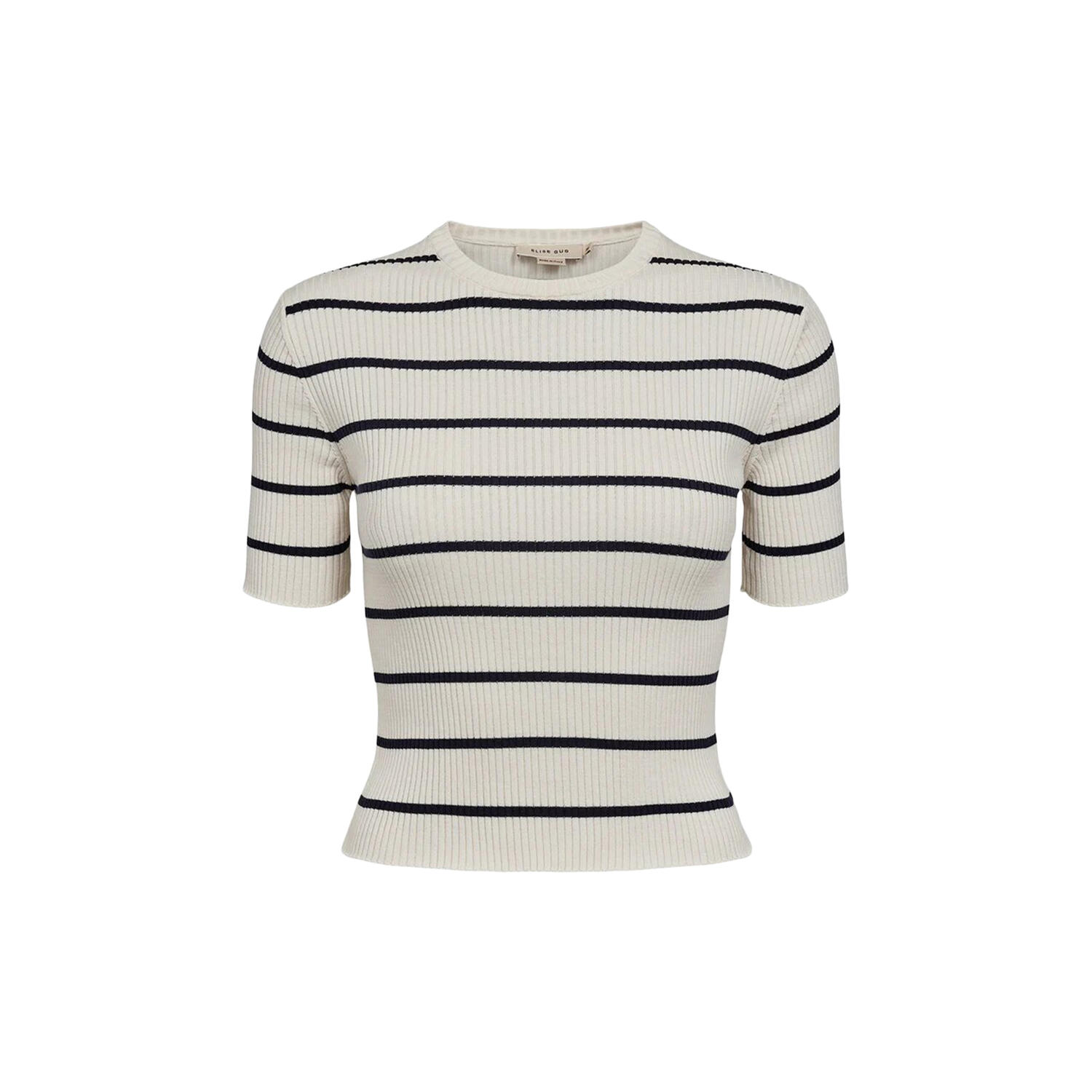 Sweater Rib Short Sleeves, augusta ecru/navy striped
