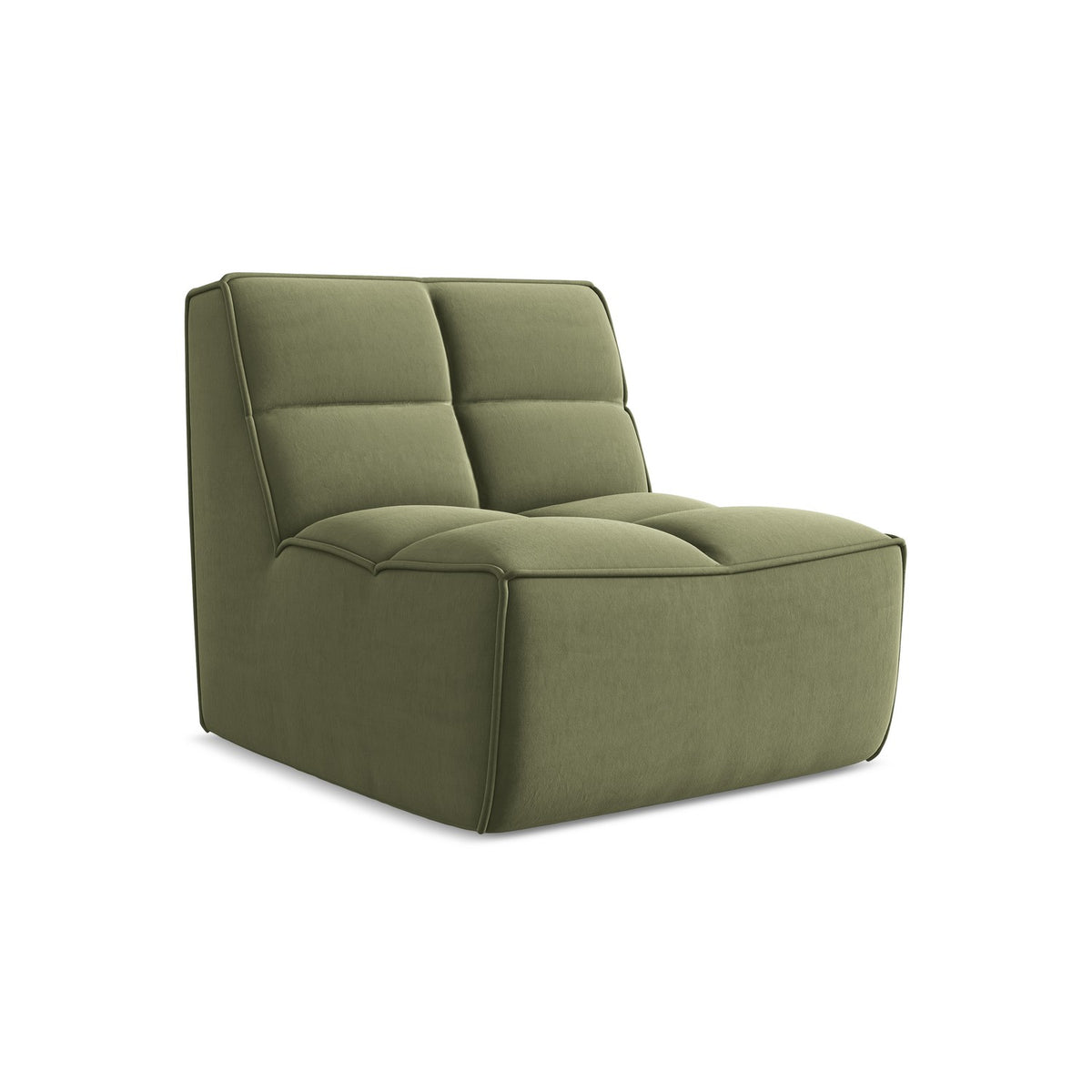 LaMiaSofa Bankmodule midden Belluno - velours - olijf - 80x93x75