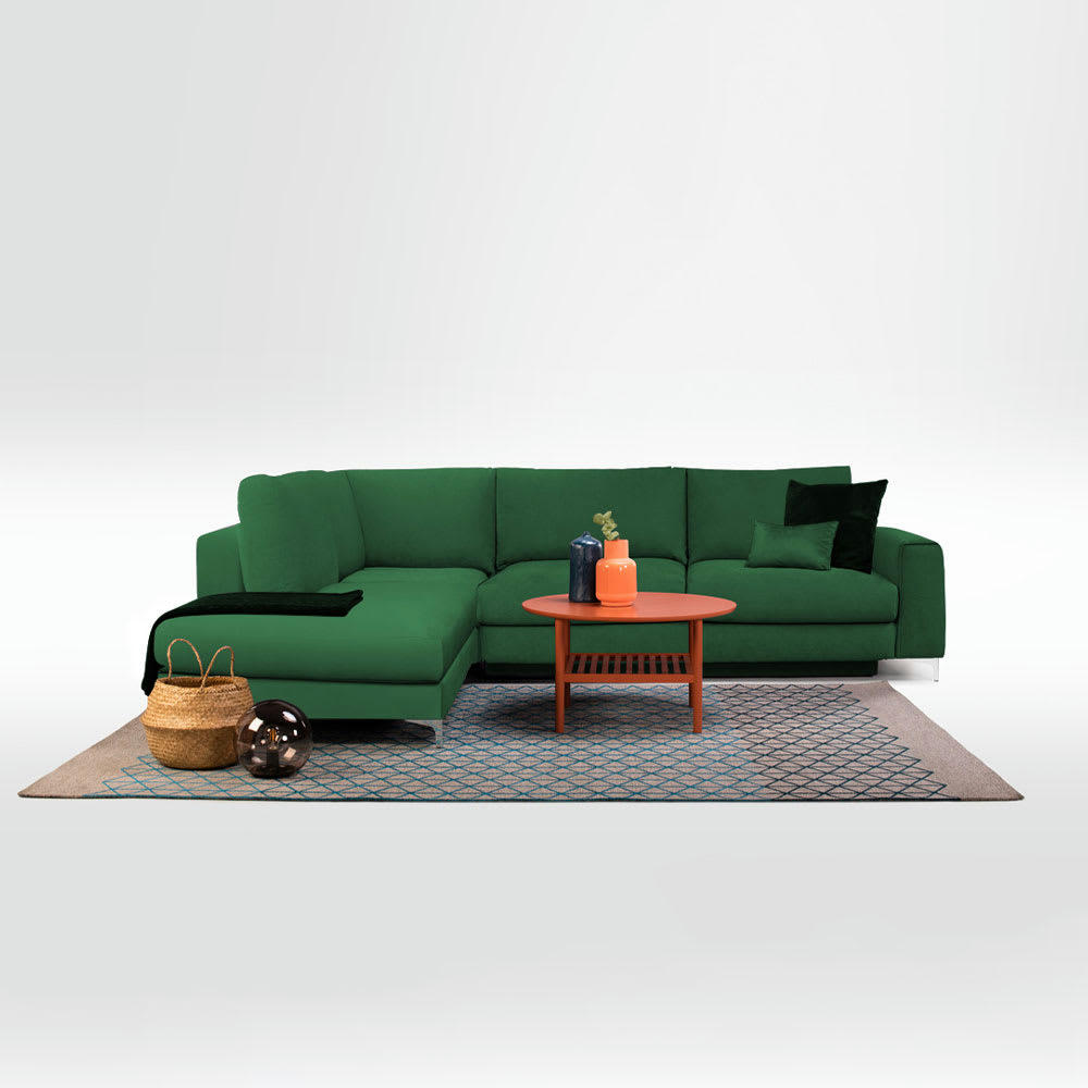 FIESOLE - Canapé 4 places velours angle gauche vert