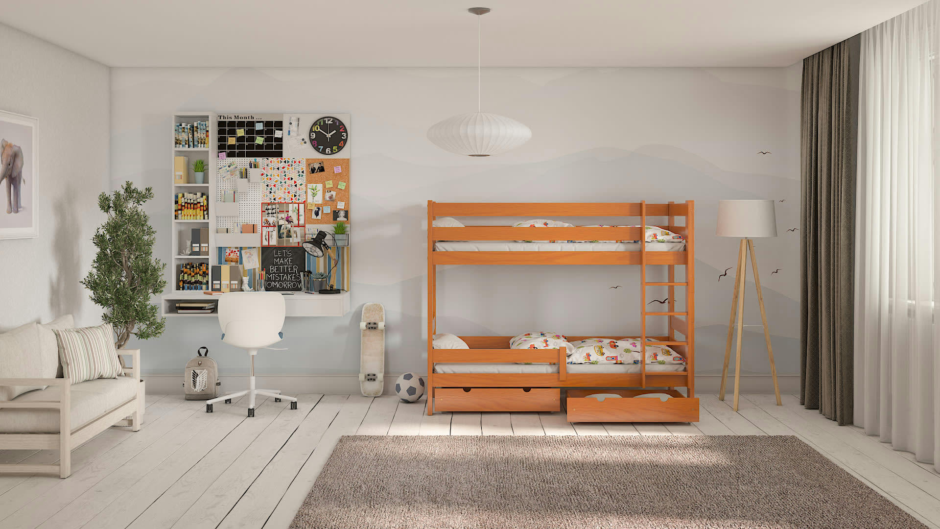 - Lit superposé en pin massif 180x80 aulne