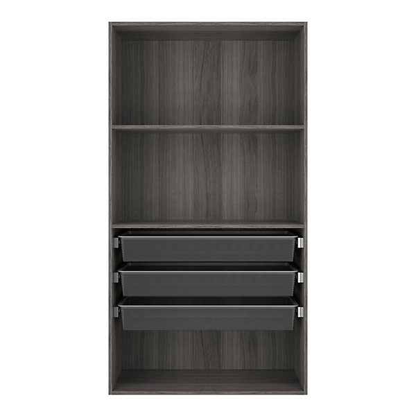 Dressing ouvert tablettes et tiroirs effet chêne grisé GoodHome Atomia H. 187,5 x L. 100 x P. 45 cm