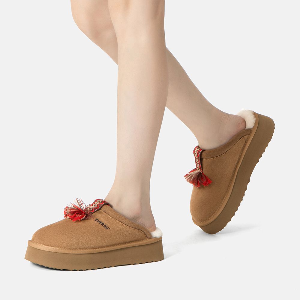 EverAu Australia Caspian Platform Real Sheepskin Slippers