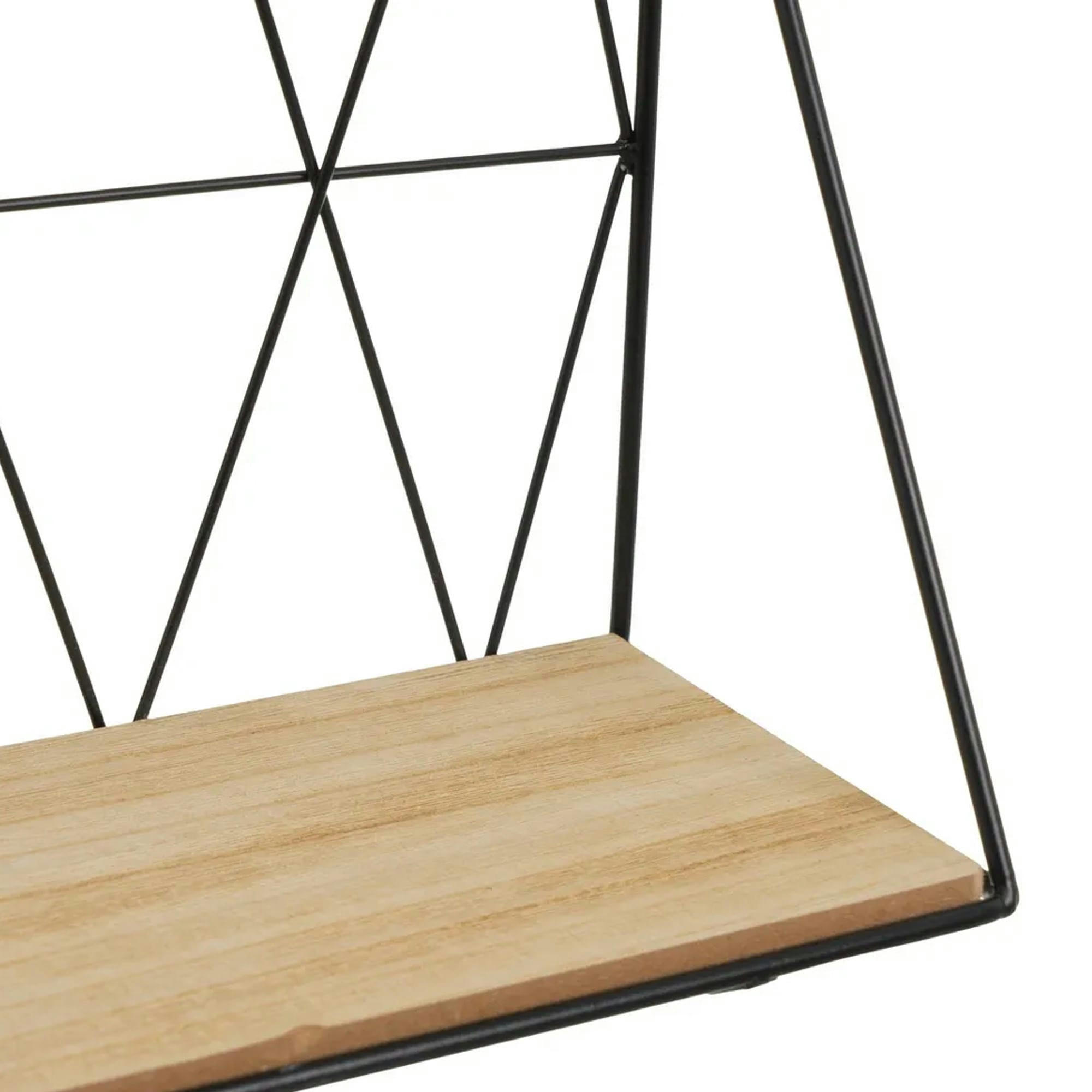 - Étagère murale en métal noir et bois tablette 48x12x20cm