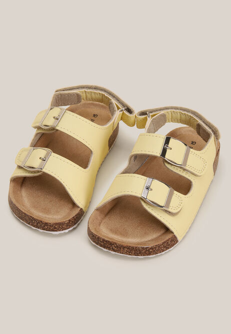 Girls Yellow Double Buckle Footbed Sandals