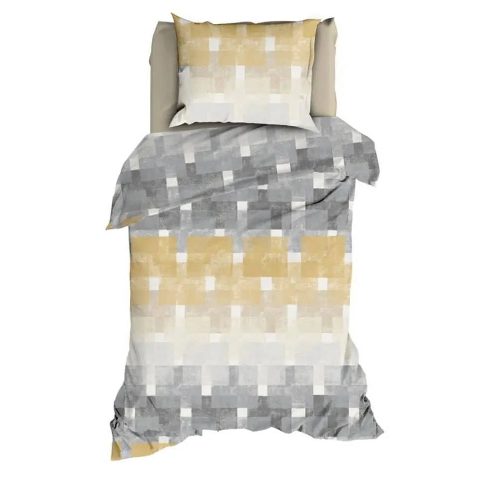 Romanette Flanellen Dekbedovertrek Brixen Beige/Grijs-1-persoons (1...