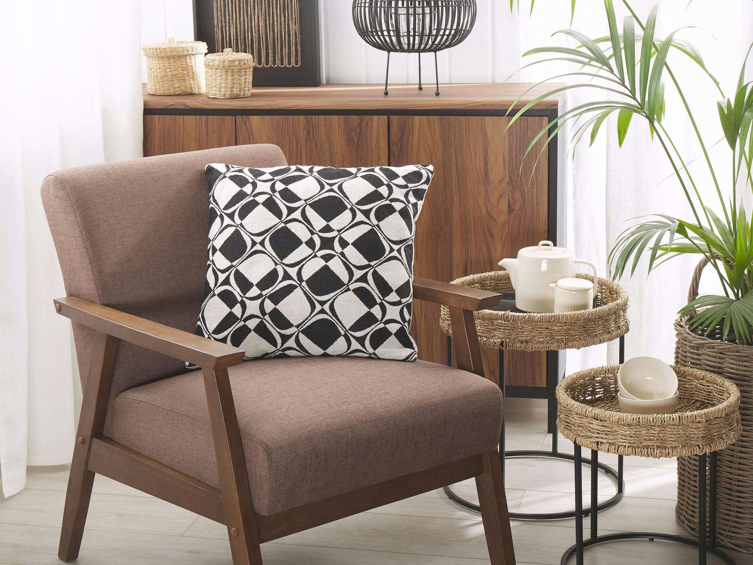 KOTURE - Lot de 2 coussin décoratifs en tissu noir 45x12cm