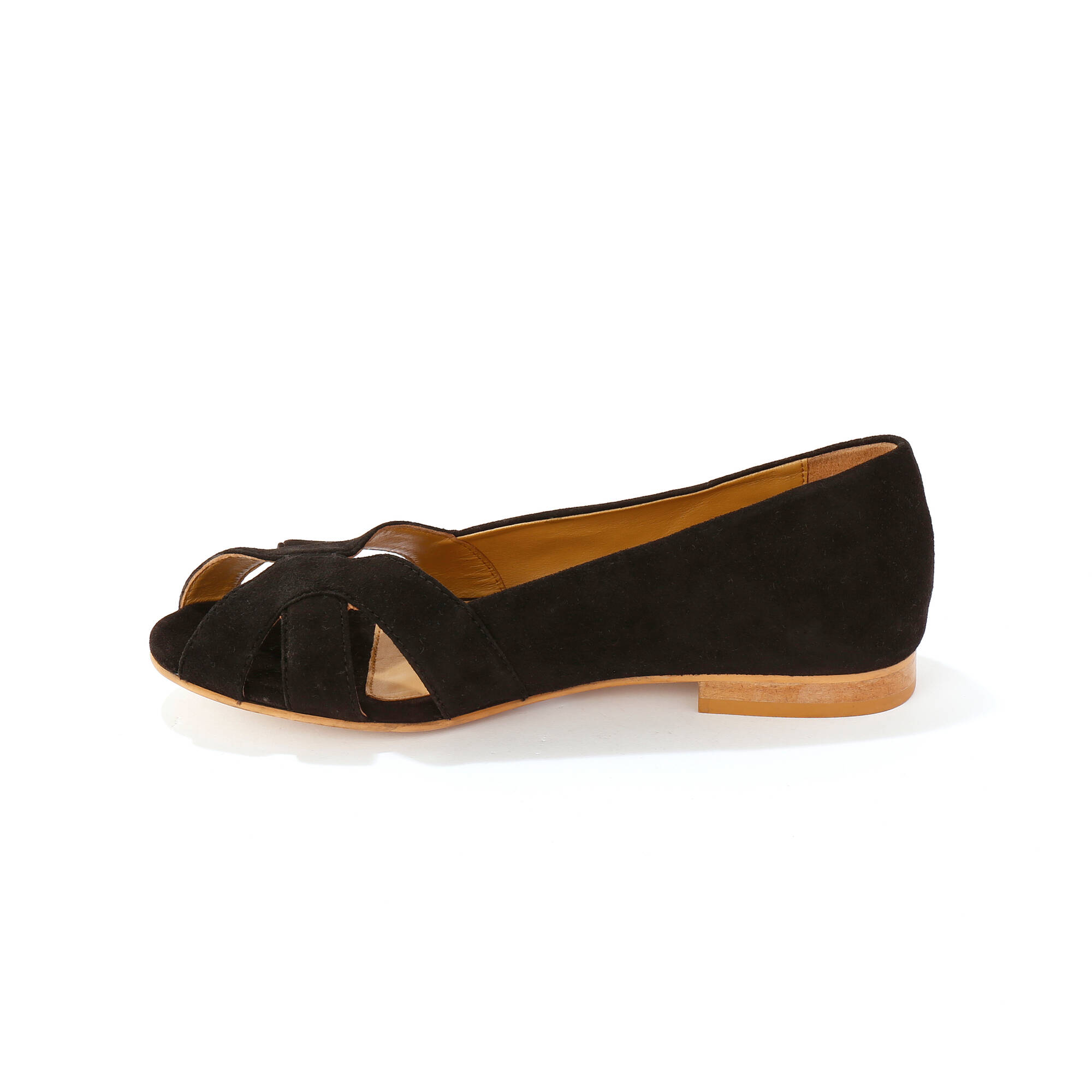 Ballerines à bout ouvert en cuir