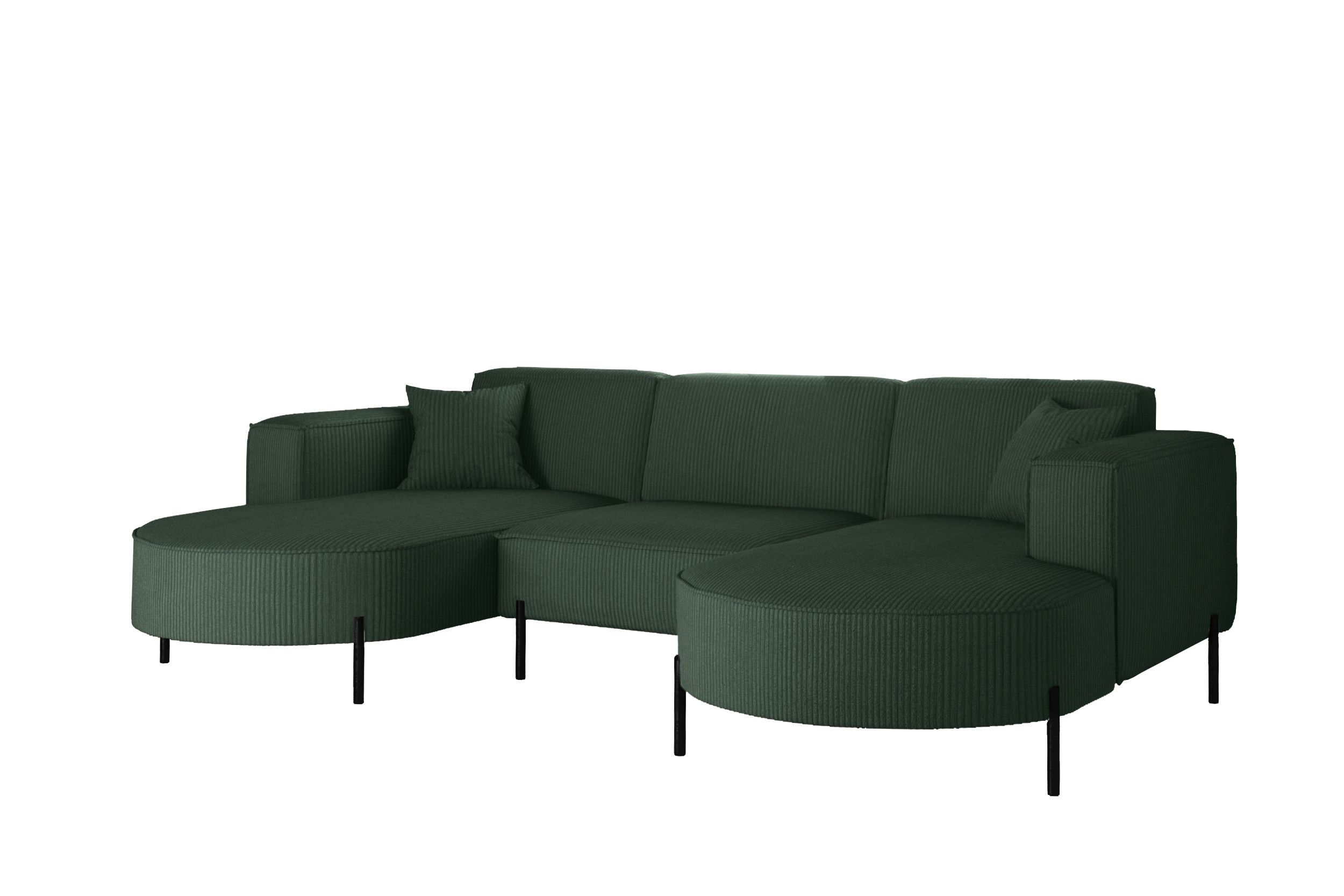 Narożnik, Sofa w kształcie U Modena Rein tkanina Poso Zielony