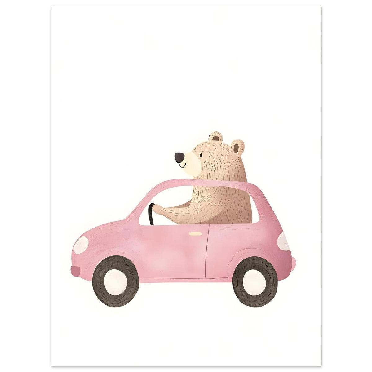 Artfulprints Poster Avontuur op wielen  - 30x40 cm - Roze