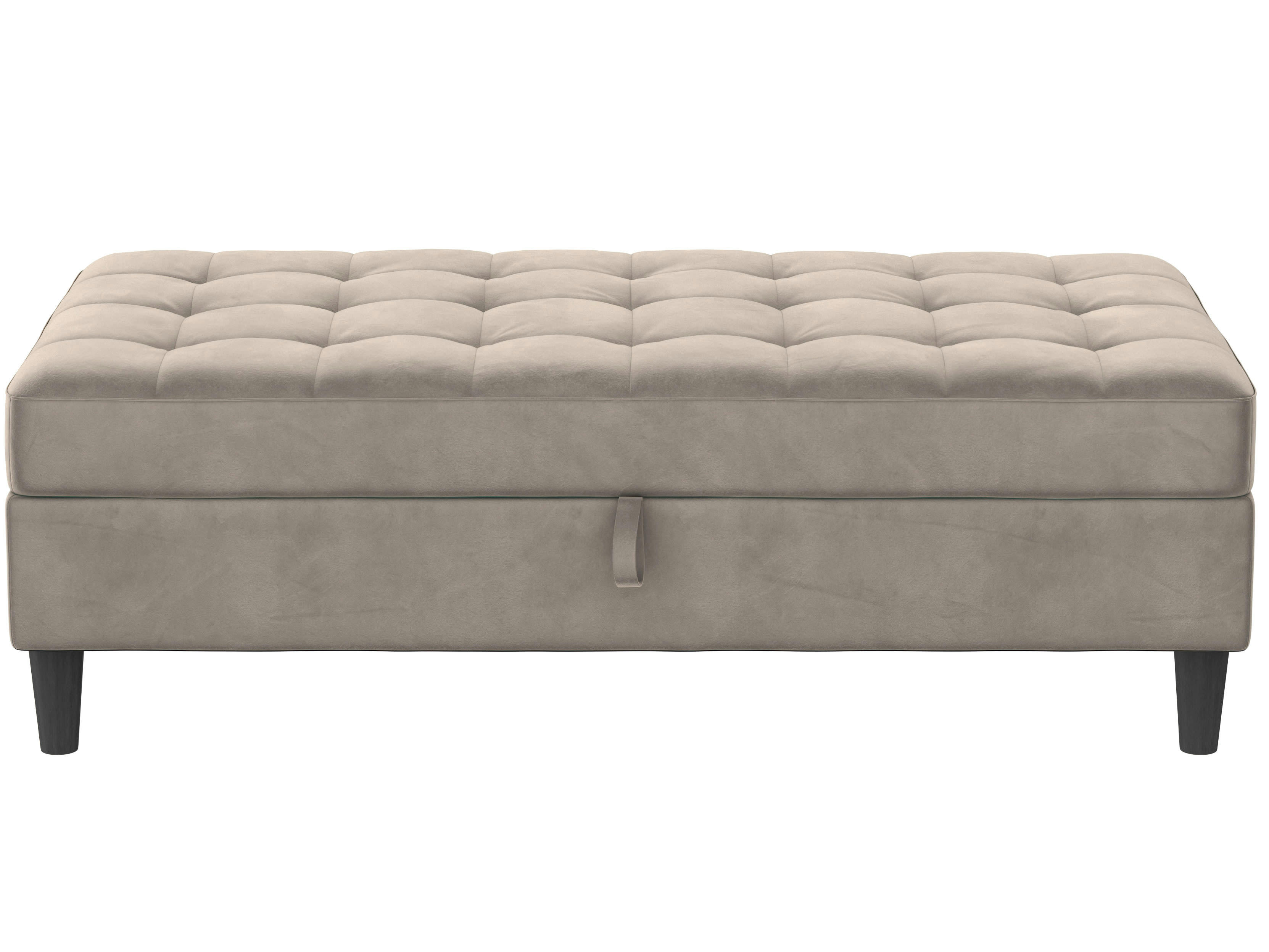 PRESLEY - Pouf avec rangement en velours anthracite