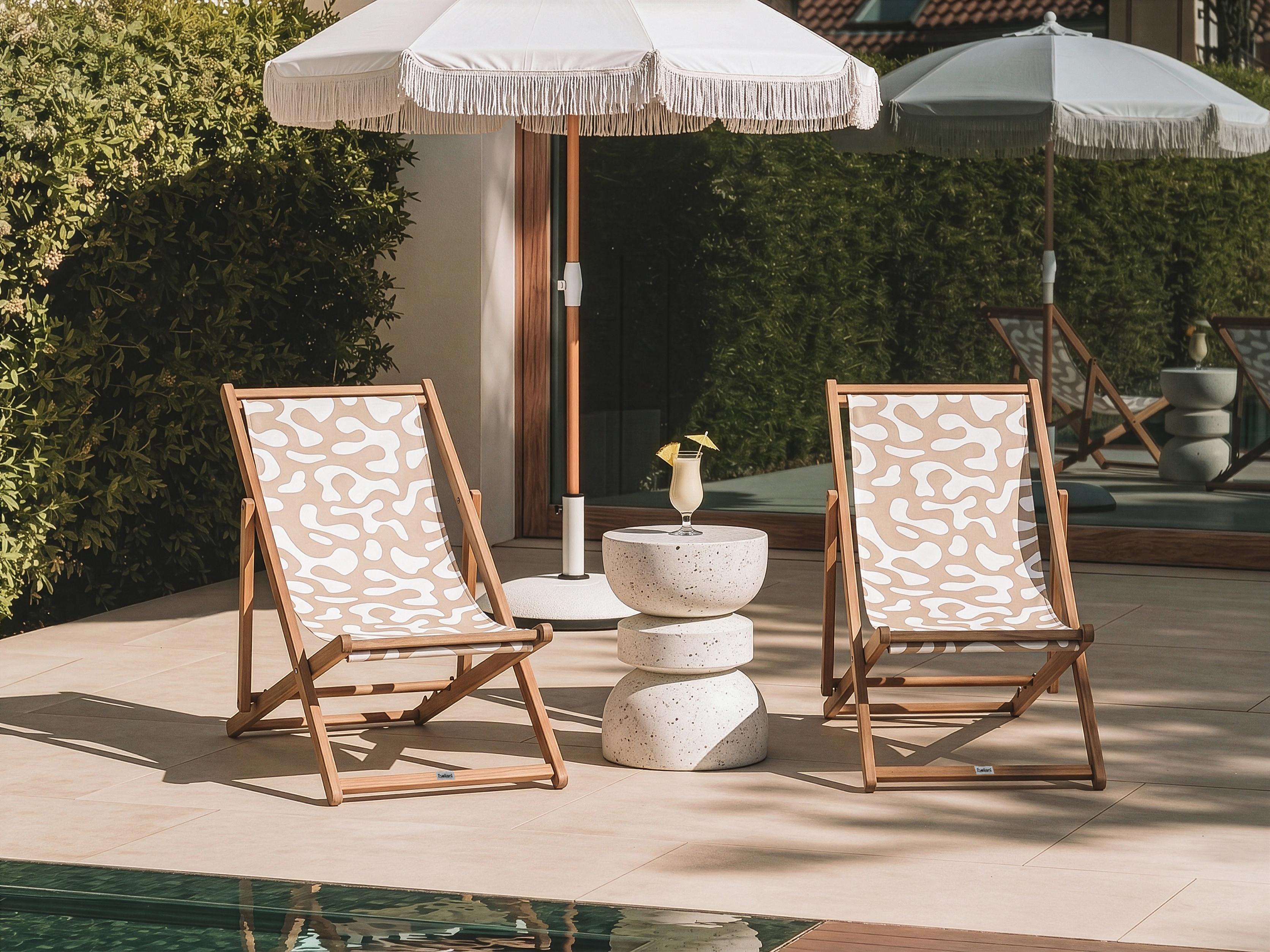 Set of 2 Sun Lounger Replacement Fabrics ANZIO/AVELLINO 113 x 44 cm Beige
