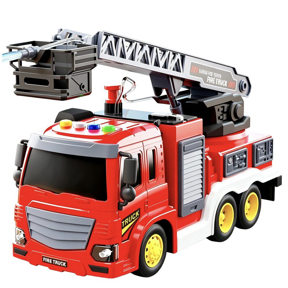 Camion pompier rouge son et lumière 31,5x11,5xH15,5cm