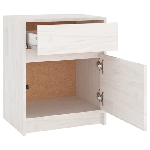 NNEVL Bedside Cabinet White 40x31x50 cm Solid Pinewood