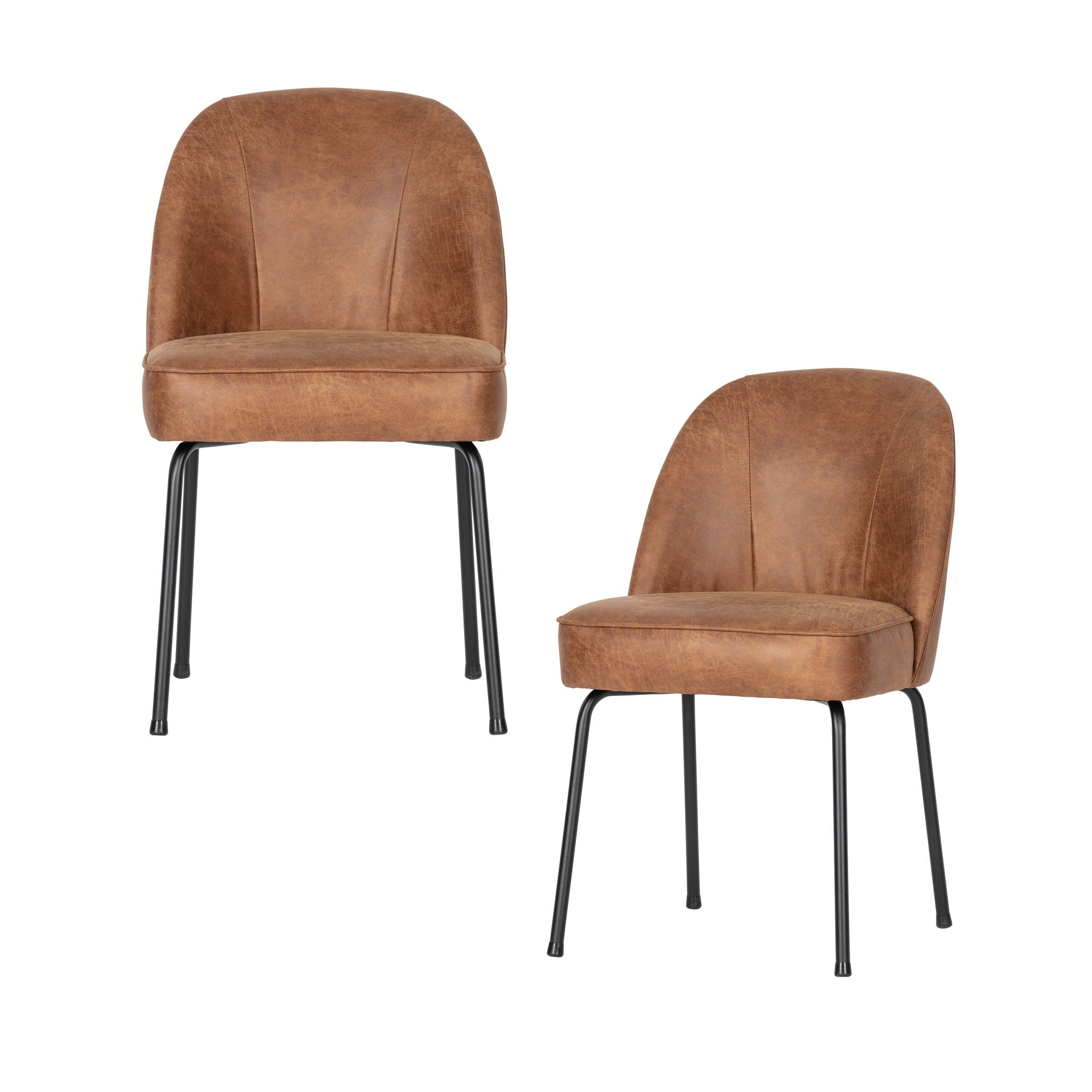 WOOOD eetkamerstoelen Vogue- Leer - Cognac - Set van 2