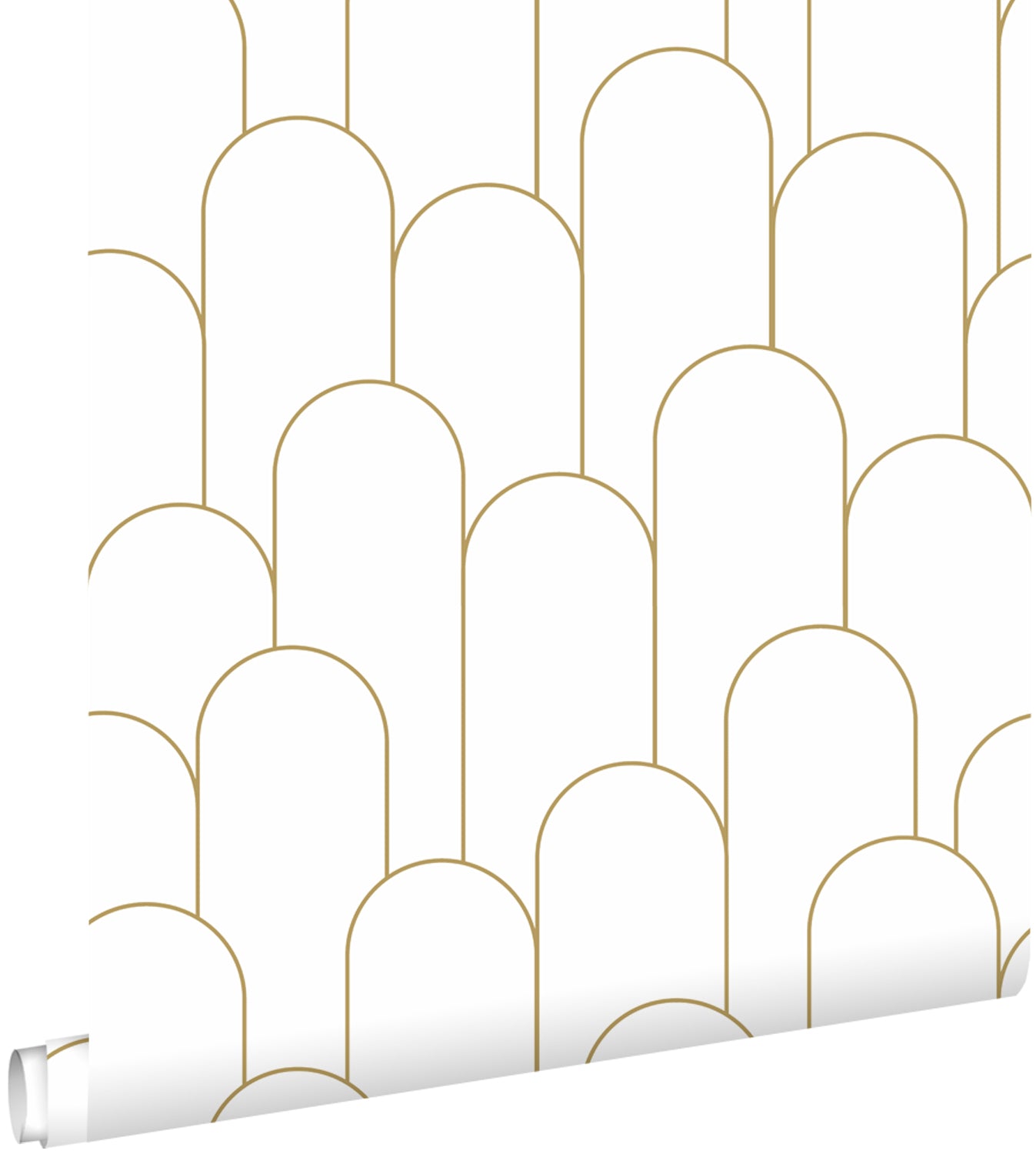 ESTAhome behang art deco motief wit en goud - 53 cm x 10.05 m - 139653