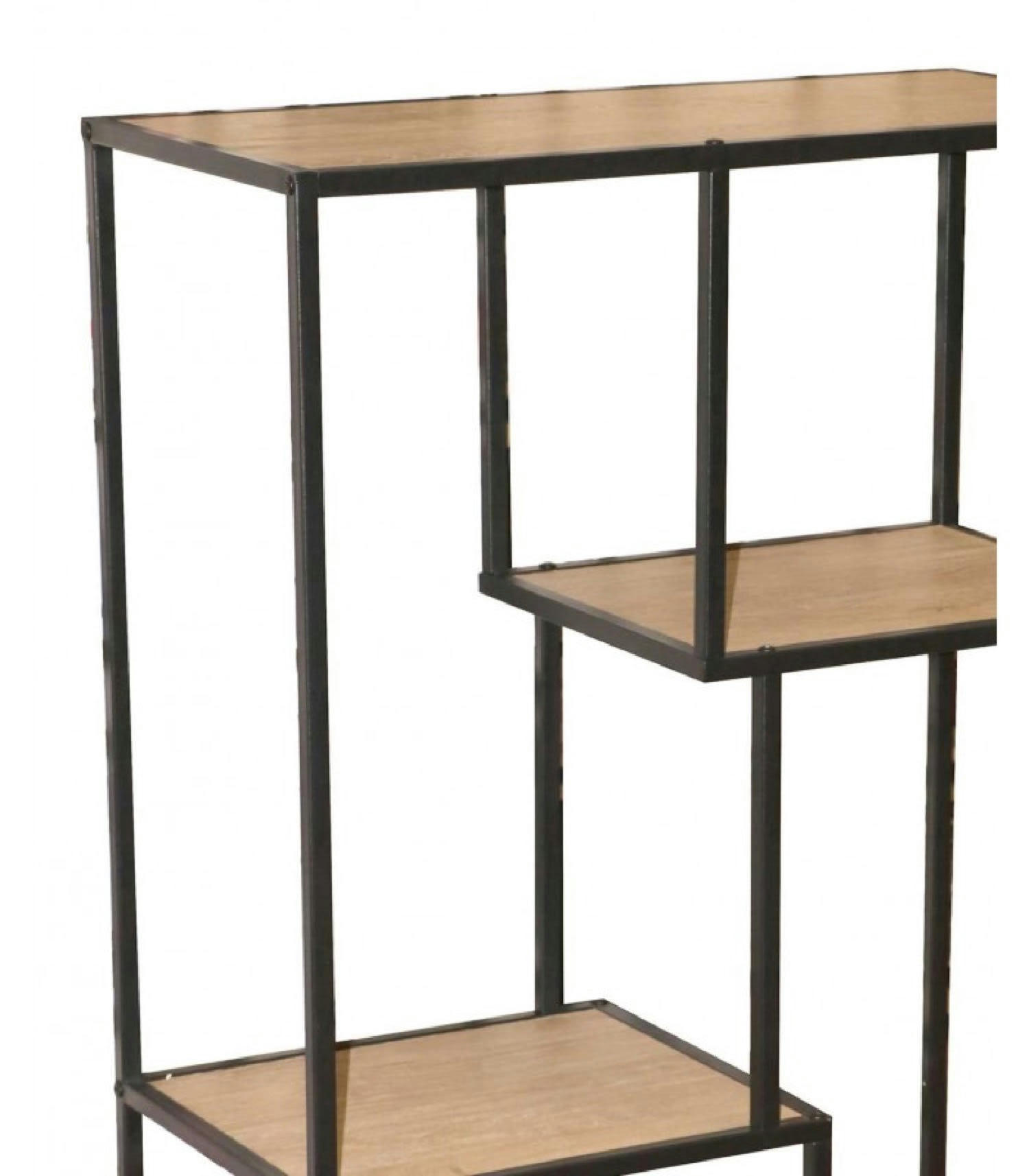 BOIS - Étagère bibliothèque en métal noir et bois 4 étages