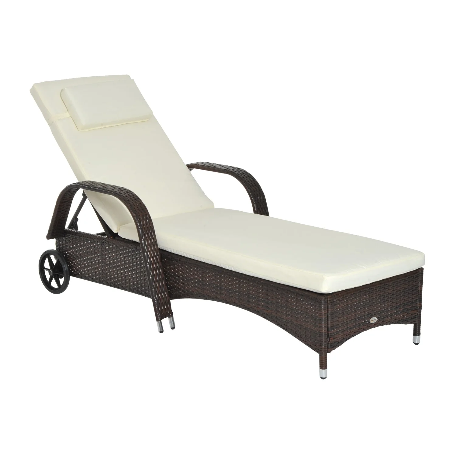 Outsunny Patio Wicker Cushioned Single Lounge Chair