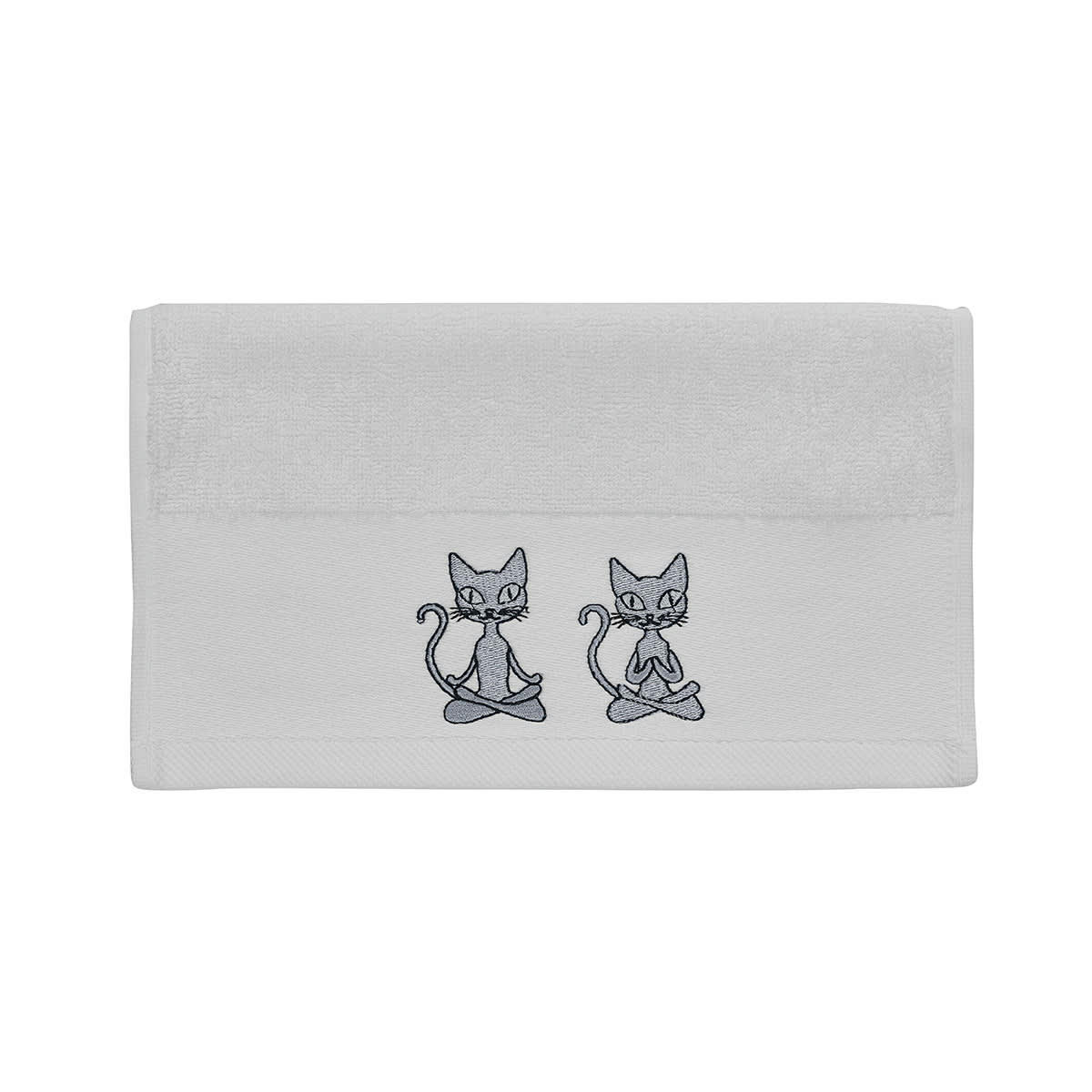 YOGI CAT - Lot de 3 serviettes invité en coton Blanc 30x50 cm
