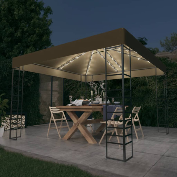 Altana Ogrodowa Taupe z Oświetleniem LED Zadaszenie Na Ogród 3x3 m