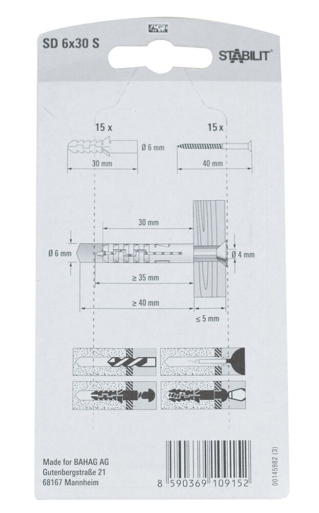 EKSPANDERPLUGG STABILIT 6X30 15-STK