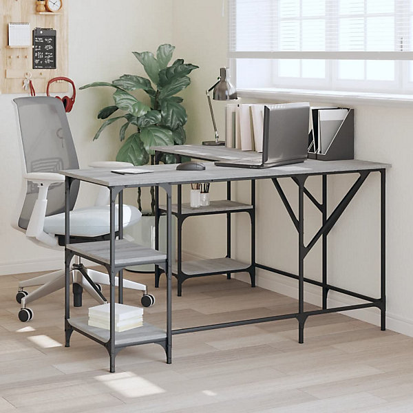 Bureau sonoma gris 139x139x75 cm bois d'ingénierie vidaXL