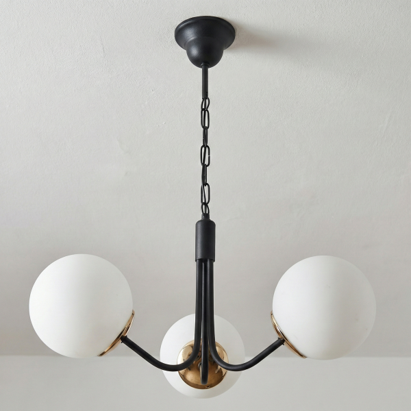 Lampa wisząca czarna kule białe glamour EDYLIT 3xE14 SOFIA 15-292