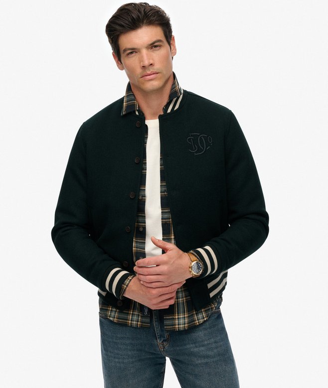 Varsity Monogram Wool Blend Bomber Jacket