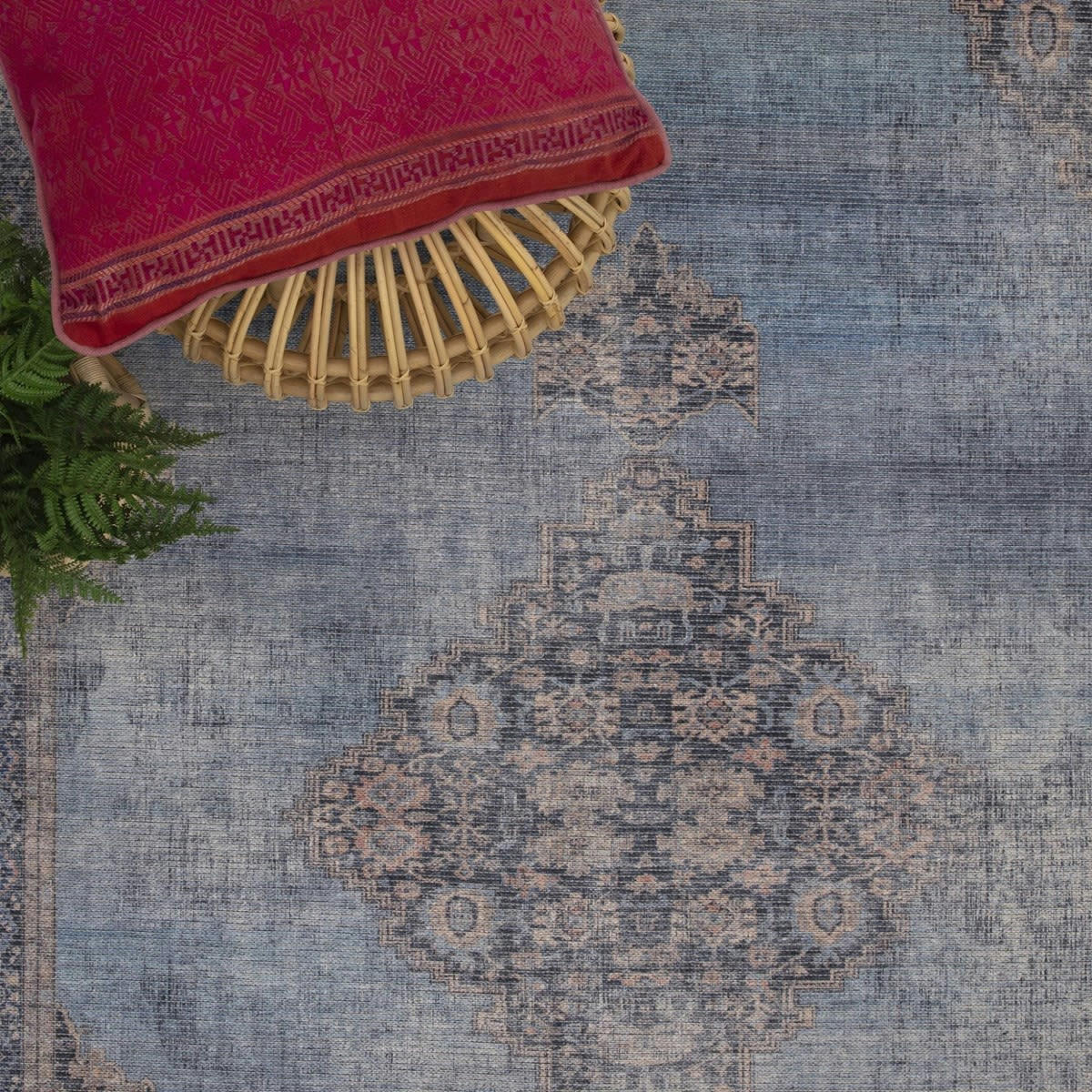 DANA - Tapis de salon en polypropylène bleu 200x290 cm