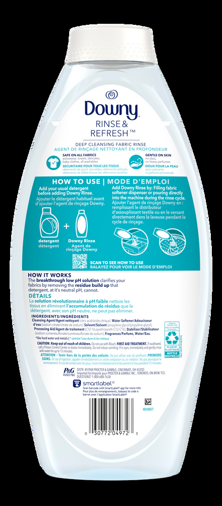 Downy RINSE & REFRESH Laundry Odor Remover and Fabric Softener, Cool Cotton, 1.43 L